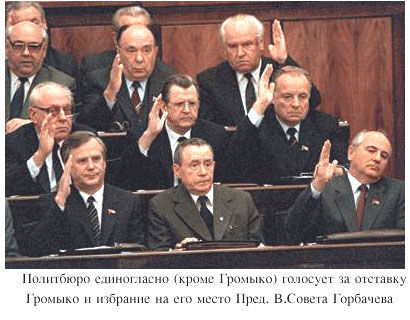Политбюро голосует за отставку Громыко и избрание Горбачева